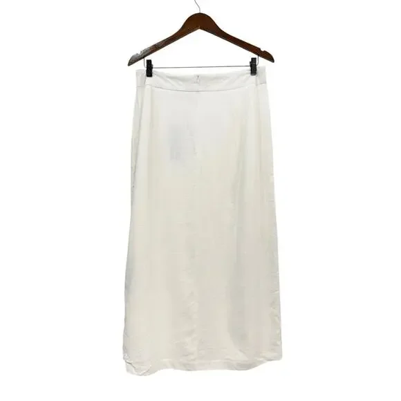 Lulu's White Midi Skirt with Front Slit - Picture 4 of 7